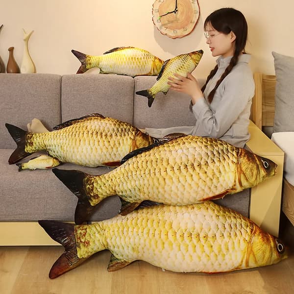 30-80cm 3D Simulation Guldfisk Plyslegetøj Fyldt Blødt Dyrekarpe Plys Pude Kreativ Sofapude Gave grass carp 60cm
