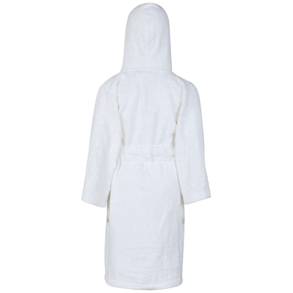 Badehåndkle med hette til barn, 100 % bomullsfrotté badekåpe for gutter og jenter White 7-8 Years