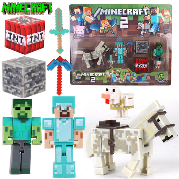 Mina värld byggklossar minifigur rustning Steve docka modell omgivande tårtdekorationer handgjorda blind box leksaker Random one (blind box 7 cm)