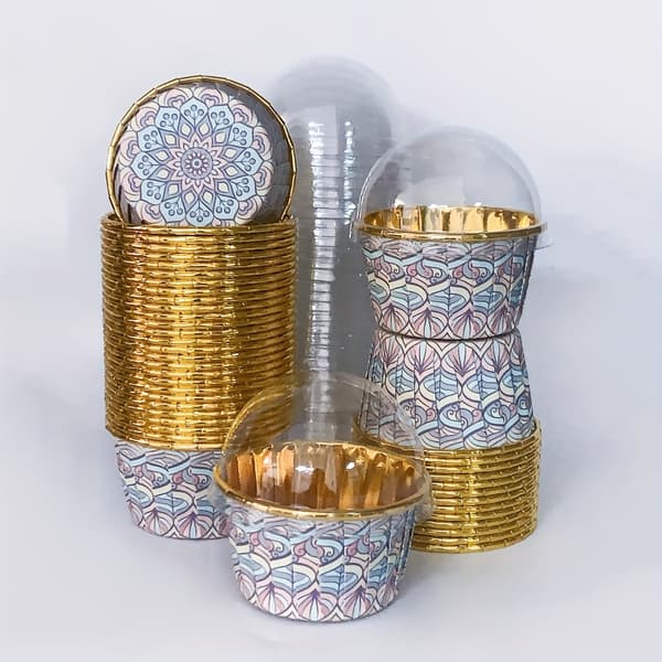 50 stk. Boho Cupcakeforme – Engangs varmebestandige Muffinsforme med valgfri låg, Bageforme til Cupcakes, Bryllupper og Fødselsdagsfester Red 50 Cake Cups Without Lids