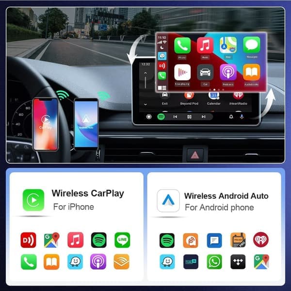 Trådlös CarPlay & Android Auto Adapter 2025 – Enkel Plug & Play, Snabb Anslutning, Kompatibel med iPhone & Android