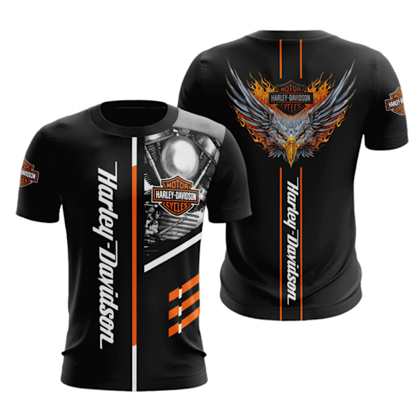 HarleyDavidson Motorsykkel T-skjorte Herr Sommer Casual Korthjermet E E E L