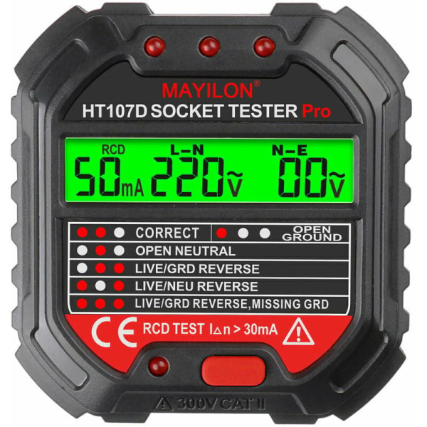 Socket Tester El Socket Tester Multifunktionell läckagedetektor med vägguttag spänningsdisplay