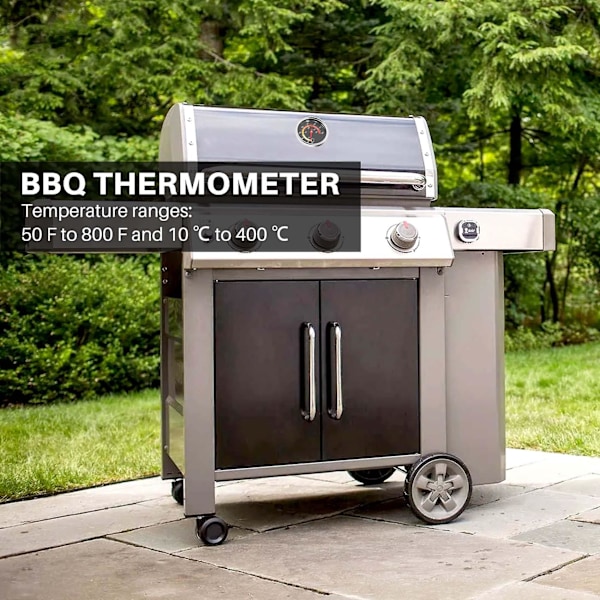 BBQ Grill Temperaturmåler, Kulgrill Røgtemperaturmåler Pit BBQ Pizzaovn Th (FMY) as shown