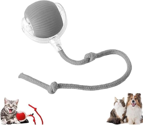 Interaktiv rullende boldlegetøj til hunde og katte, 360° automatisk bevægelse Gray