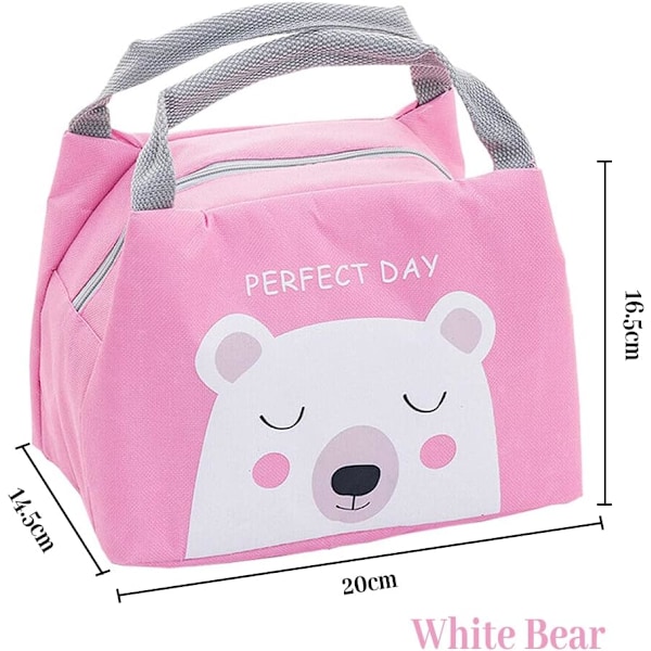 Frokostpose, køletaske, picnictaske, frokostpose cuute, madkassepose, mini soltaske til kvinder, voksne, studerende og børn (pink)