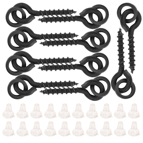10 stk. agnskruer med 20 stk. ovale ringer Carp Rig Ring Stops Karpfiske Tilbehør Krok Skrue Hvit