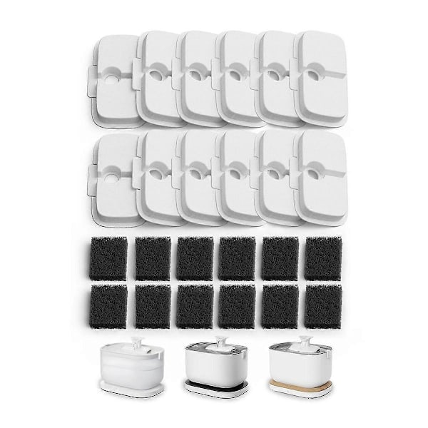 12-pack Ersättningsfilter för Dockstream Trådlös Vattenfontän PLWF005/PLWF115/WF105, Djurfontän (FMY) WhiteBlack