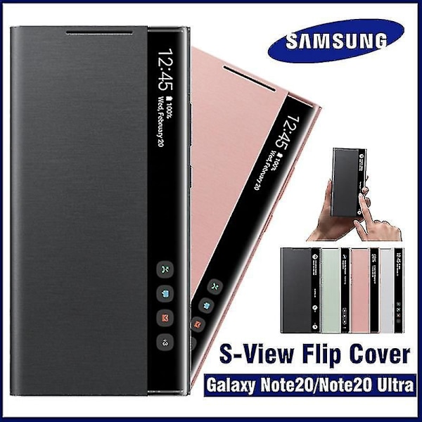 ApplyToSamsungMirrorSmartViewFlip-friBesvarelseCoverTilGalaxyNote20/Note20Ultra5gTelefonLedCoverS-viewCoverEf-zn985MobiltelefonC(TilNote20,Sort)