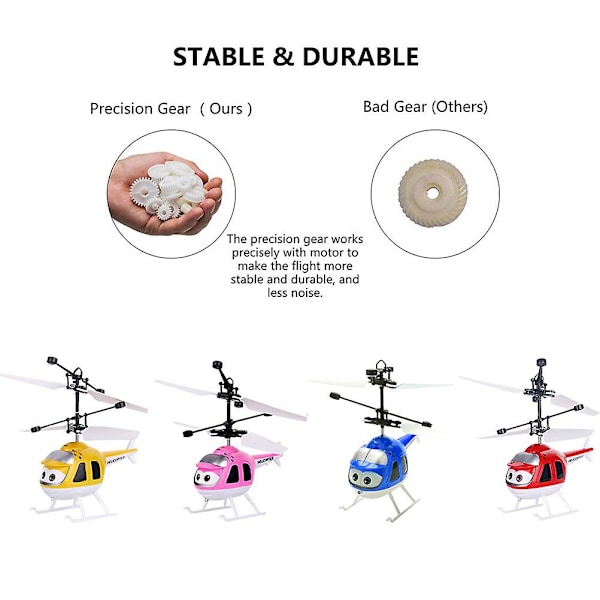 Tegneserie Intelligent Sensing Flygende Leke Fjernkontroll Helikopter Leke Med LED-lys Pink
