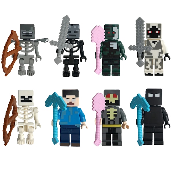 Mina värld byggklossar minifigur rustning Steve docka modell omgivande tårtdekorationer handgjorda blind box leksaker 16 minifigures set (in bag)