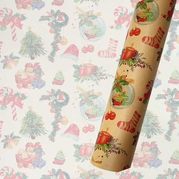 5 ark julklappspapper presentpåse förpackning handgjord inslagningsdekor null - 3
