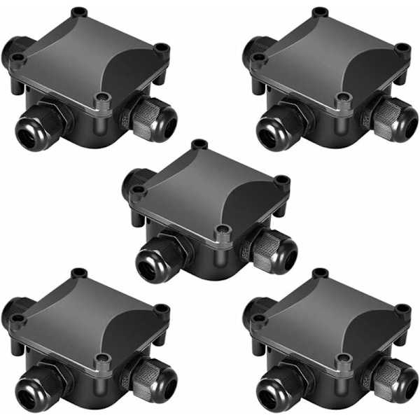 Set med 5 vattentäta kopplingsdosor IP68 230 V Svart
