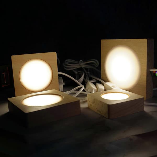 LED-displaybase Krystallglass Lysbase Stativ Tre LED-displaystativ for kunst M