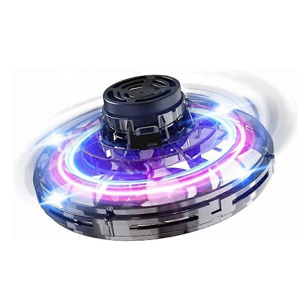 LED UFO Typ Mini Drönare Flygande Helikopter Spinner Fingertoppsflygning Gyro Drönare Flygplan Leksak Vuxen Barn Gåva Black