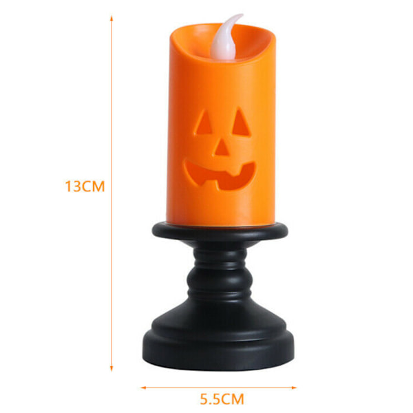 1x Gresskar LED Lysende Flammeløs Lysestake Bord Halloween Dekor