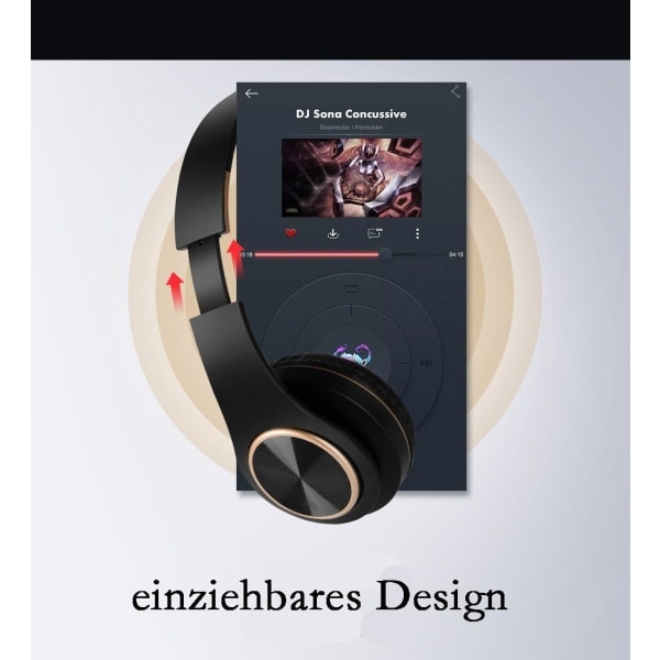 Bluetooth over-ear hörlurar, svarta, för iPhone/iPad/Android/laptops