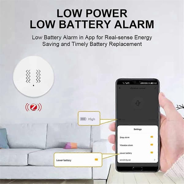 Tuya ZigBee Smart Vibrationssensor Realtidsövervakning Dörr Fönster Detektering Alarm Smart Säkerhet