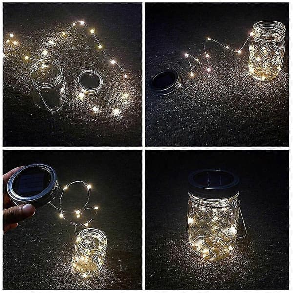 Utendørs solcelle Mason Jar med innebygd solcellepanel og LED-lys for belysning