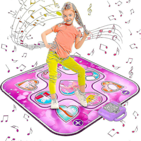 Dansematte for barn, 3-12 år, 6 moduser LED-lys musikk dansematte