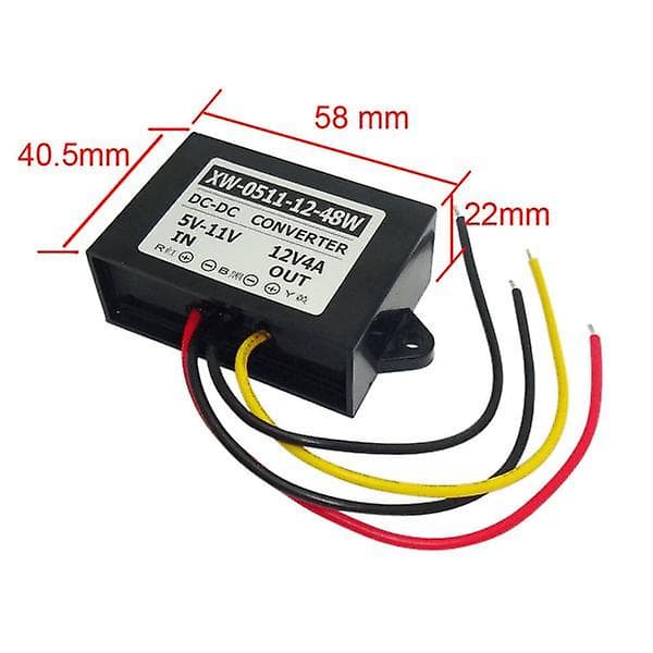 6v til 12v konverter 4a sort one size