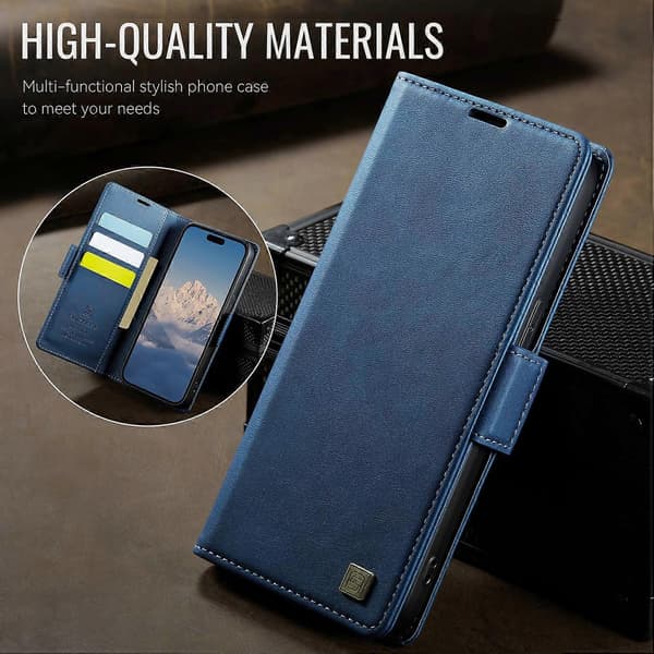 Etui til iPhone 12 Pro Max 6,7 tommer AUTSPACE A11 RFID-blokerende Retro Læder Mobiltelefon Wallet Etui Multicolor Multicolor Blue