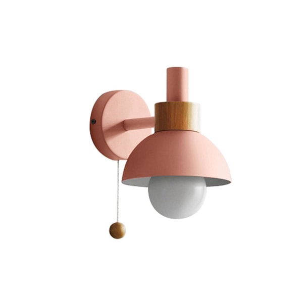 Stue Veranda Centerlampe Nordisk Minimalistisk Moderne Soveværelse Sengelampe Macaron Væglampe (pink)