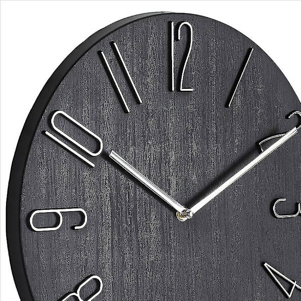 Enkel Väggklocka 30 cm Vardagsrum Hem Väggklocka Mode Sovrum Väggklocka - Svart