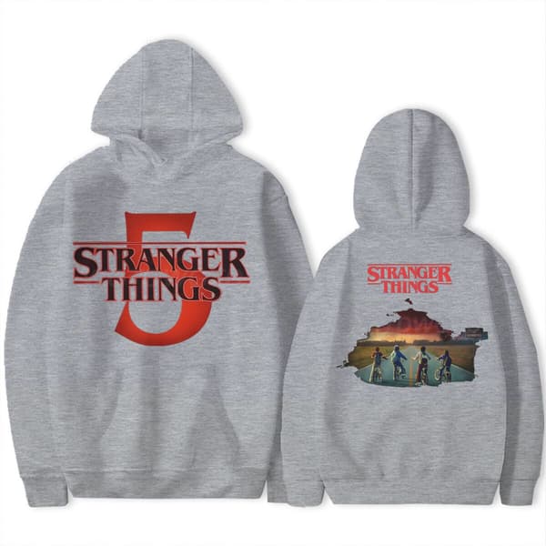 Stranger Things 5 Hættetrøje – Unisex – Varm fleeceforet sweatshirt – Efterår/Vinter White 1 M