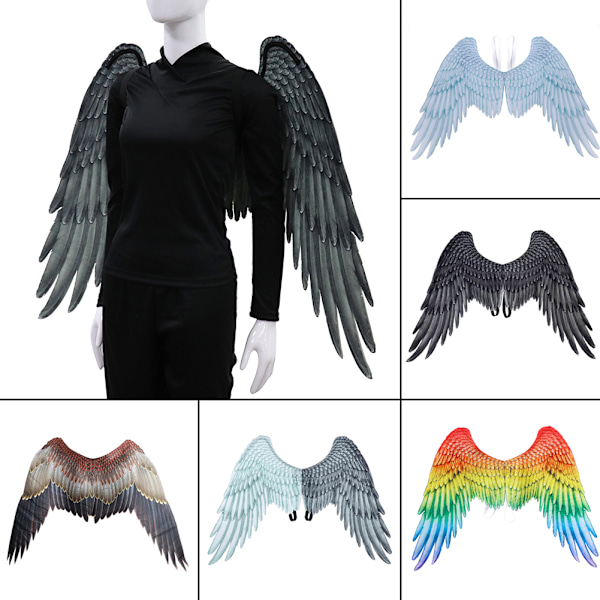 Kuitukangaskankaiset Juhlava Enkelinsiivet Halloween Ylisuuret Mustavalkoiset Siivet Pukurekvisiitta Musta Ja Valkoinen Black And White Angel Wings