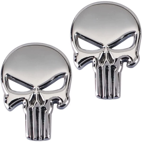2 delar Punisher 3D metalldekal, Punisher Skull Motorcykelfordonsdekal, Punisher Skull Bildekal, Motorcyklar, Fordonsdekoration