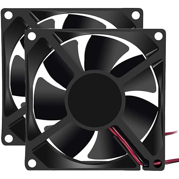 2 kpl 80 mm x 80 mm x 25 mm tuuletin DC 12 V (8025 harjaton jäähdytystuuletin) - Perfet (FQ)