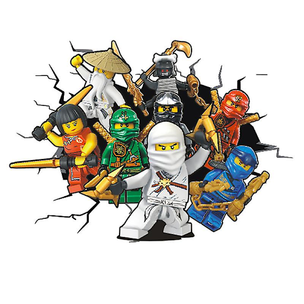Phantom Ninja Väggdekaler 3D Trasig Vägg Anime Poster Dekoration Barnrum Klistermärke Tecknad Dörr Klistermärke