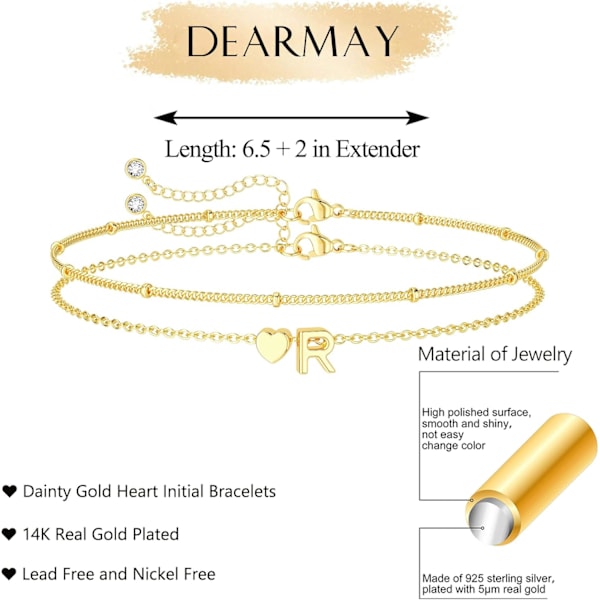 Sirlige Initial Hjerte Guld Armbånd til Kvinder Trendy, Bogstav Charm Armbånd Smykker Søde Enkle Mode Kæde Armbånd til Kvinder Gave 3