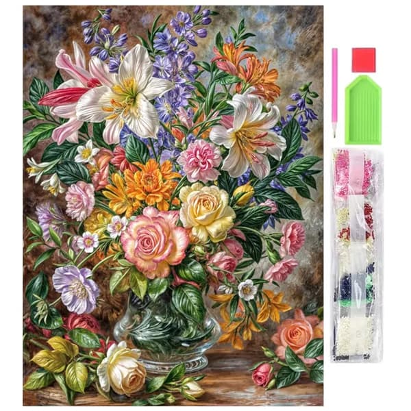 Diamantmaling 5D 30x40 cm – Blomster – Komplett Diamantmalingssett