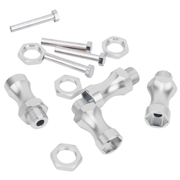 12st 1/10 till 1/8 RC Modellbil Del Aluminiumlegering 12mm Till 17mm Hjulnav Adapter Koppling Silver