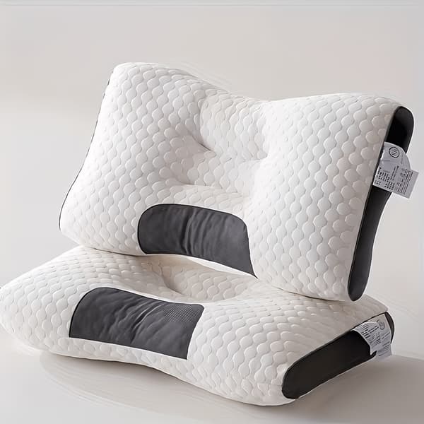 2-pack mjuka stickade massage-nackkuddar - Justerbar ergonomisk högkvalitativ kärna, avtagbart överdrag 2 St Vit