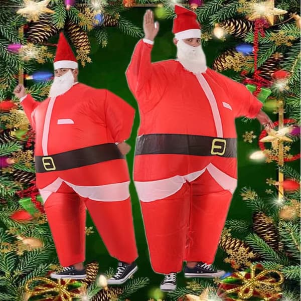 Söt Unik Tomtedesign Uppblåsbar Kostym, Halloween Jul white