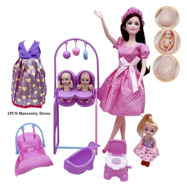 29 cm rörlig led gravid Barbie docka stor mage prete