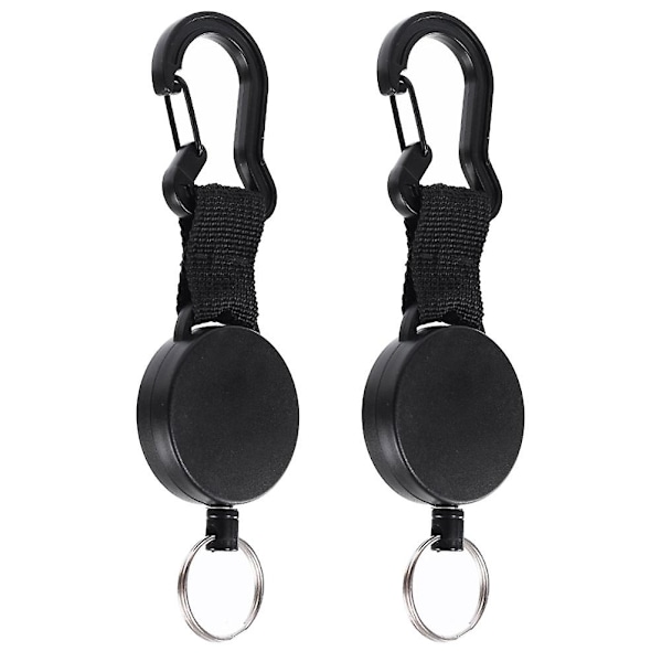 2st Utomhus Anti-förlust Nyckelring Hög Stretch Spänne Camping Elastisk Nyckelkedja Klättringstillbehör (14.3x4.8cm, Svart)
