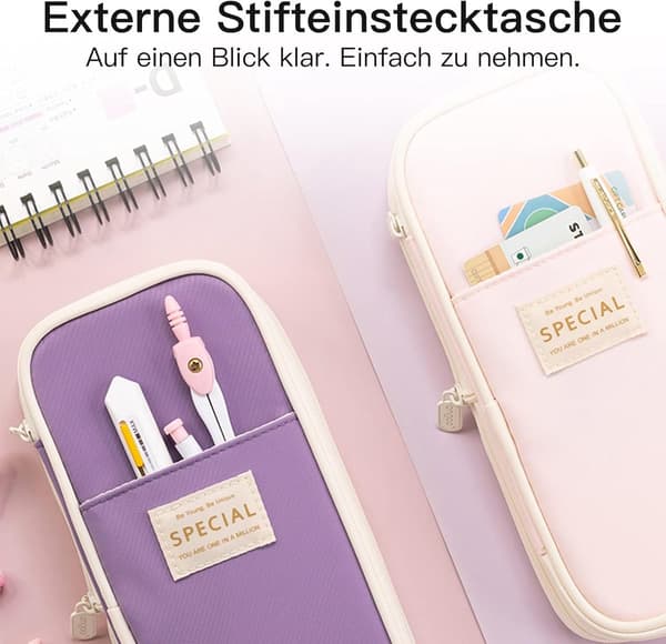Stor pennal - Stoffestetikk - Vaskbar - Grønn - 22*11*6.5 cm