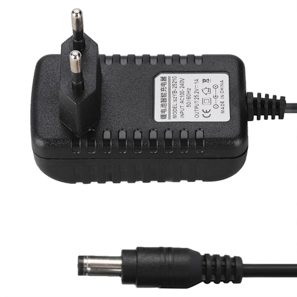 25.2V/1A Hurtigoplader Li-ion Oplader Adapter 100-240V Input Multilagsbeskyttelse