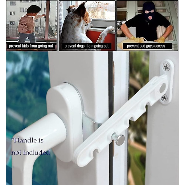 stk. vinduesbegrænsere, børnesikkerhedslås, klembeskyttelse, vinduesventilationsbegrænser, udadgående åbning til UPVC-vinduer, træ og aluminium