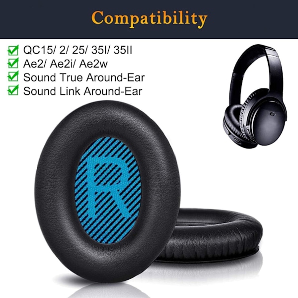 Professionelle ørepuder til Bose hovedtelefoner, erstatningsørepuder til Bose QuietComfort 15 QC15 QC25 QC2 QC35/Ae2 Ae2i Ae2w/SoundTrue & SoundLi