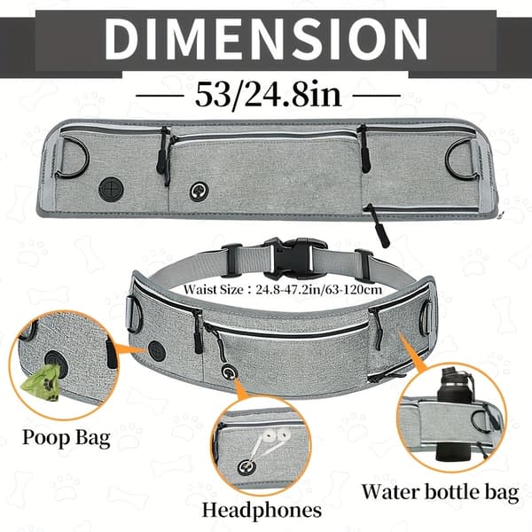 AIRUIDOG Handsfree hundkoppel med justerbart infällbart koppel för löpning, reflekterande säkerhet, jogging, utomhus, husdjurstillbehör Grey One-size