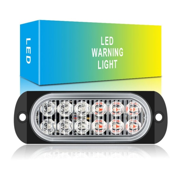 2st 6 LED-blixtljus varningsljus, bärnstensgult galler blinkande ljusstång för bil lastbil, varningslampa, trafikljus 12V-24V