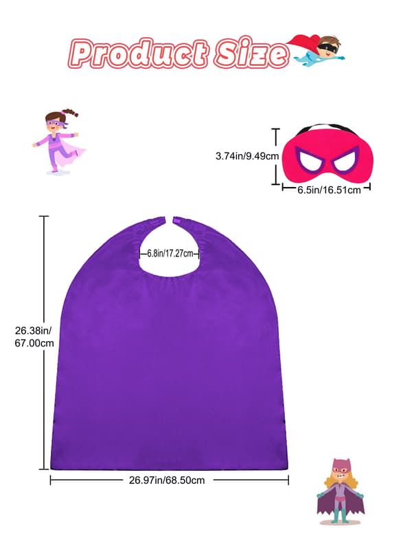 Superheltekapper og masker sæt til børns rollespil, fest, Halloween-kostumer Dark Violet One-size