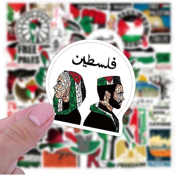 Ilmaisia Palestiina-tarroja, |50 kpl| Rauhaa maan päällä -tarroja teineille ja aikuisille, vedenpitäviä vinyylitarroja naisille ja miehille, (FQ)