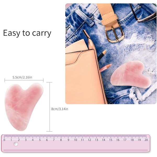 Gua Sha - Facial Gua Sha Stone - Heart Shaped Stone Facial Treatment - Facial Anti-Wrinkle Massage Tool - Gua Sha Facial Massage (Pink)