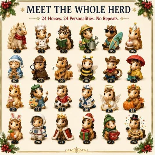 Pegasus Magic 24-dagers adventskalender, nedtellingdekorasjon i harpiks for barn A